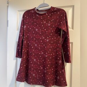 Girls Evsie maroon holiday long sleeved dress. Size s